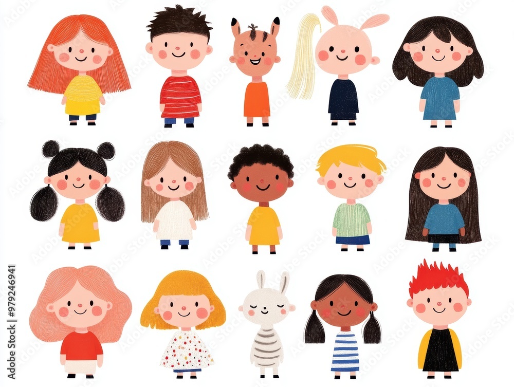 happy cartoon children with their arms raised, white background happy cartoon children with their arms raised, white background