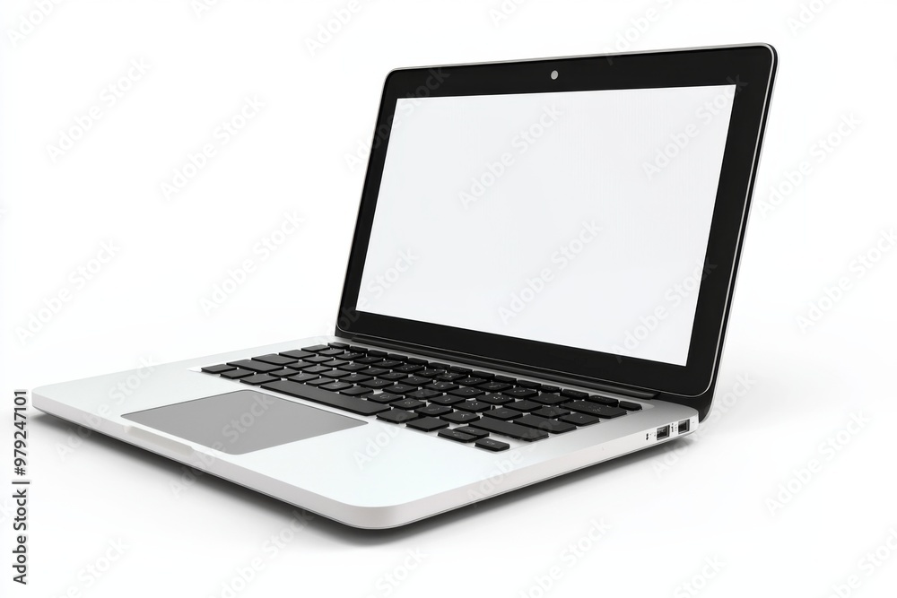 Laptop Mockup on Isolated white background created with Generative AI Laptop Mockup on Isolated white background created with Generative AI