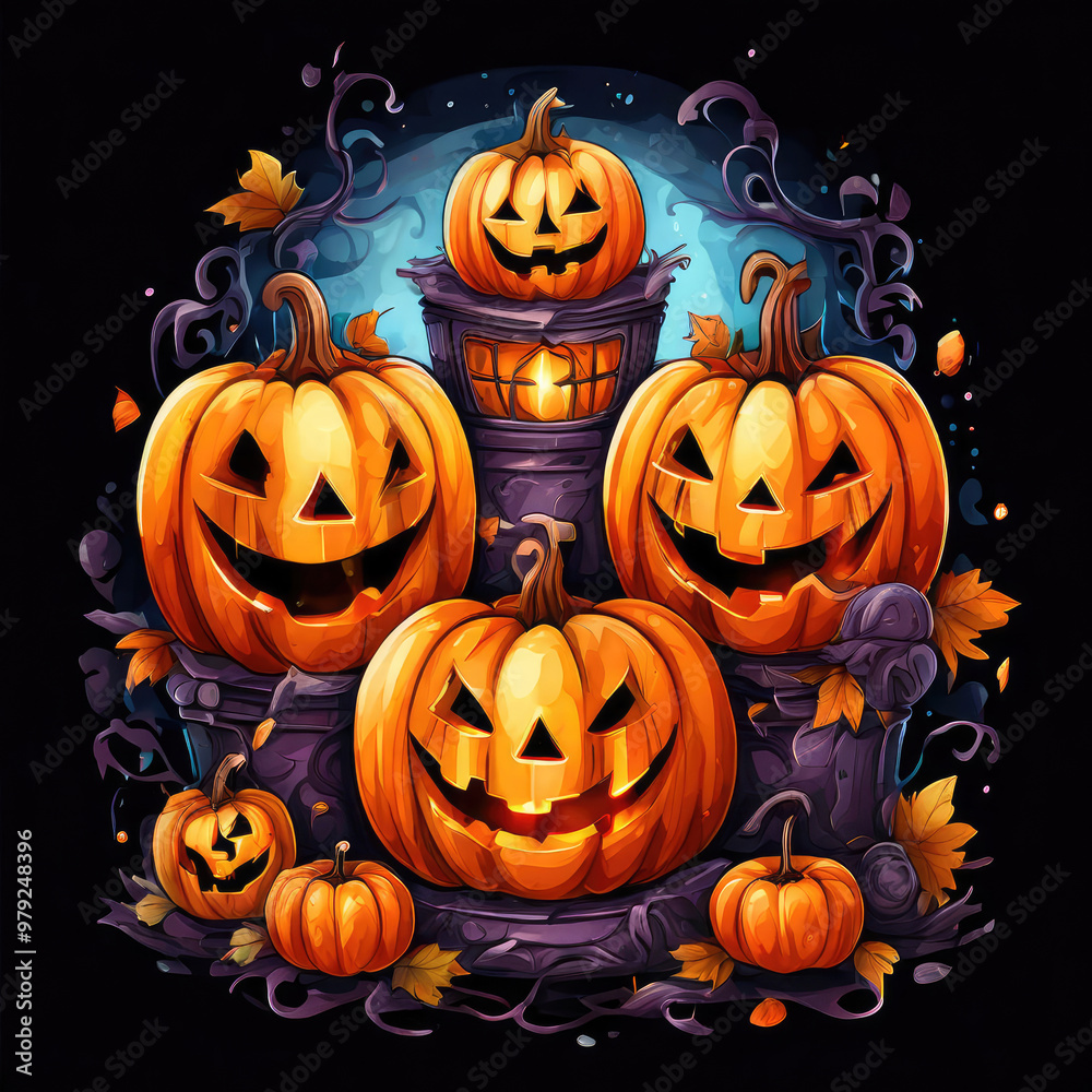Halloween background with traditional elements of the autumn holidays.