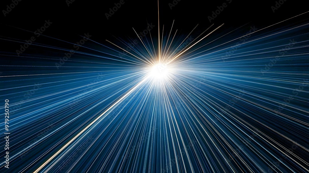 Abstract Blue and White Light Burst on Black Background Abstract Blue and White Light Burst on Black Background