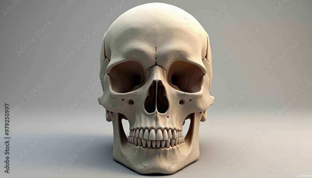 Fototapeta premium A 3D rendering of a human skull perfect for medical or artistic use