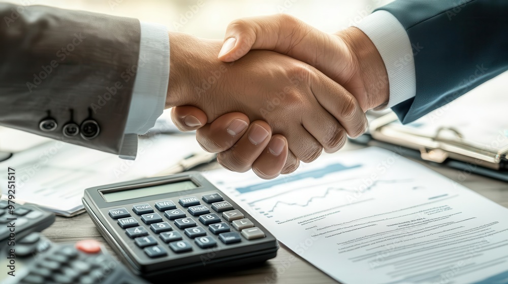 Two businessmen shaking hands on a deal, symbolizing agreement and success. Two businessmen shaking hands on a deal, symbolizing agreement and success.