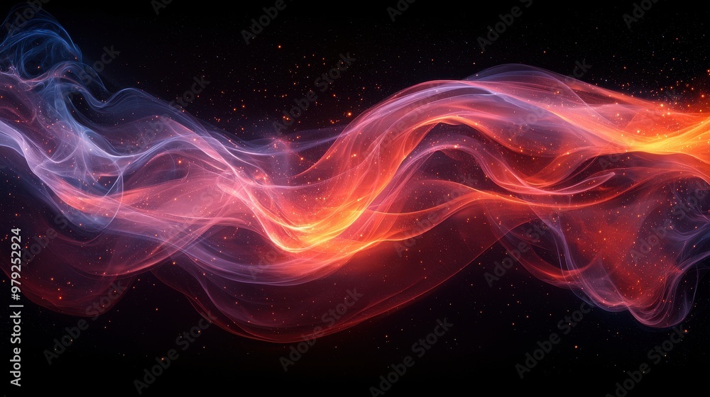 Colorful abstract wave of light and energy swirling in a dark background creating a mesmerizing visual effect during nighttime