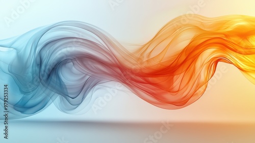 Colorful fluid wave motion blending blue and orange tones in a soft gradient background photo