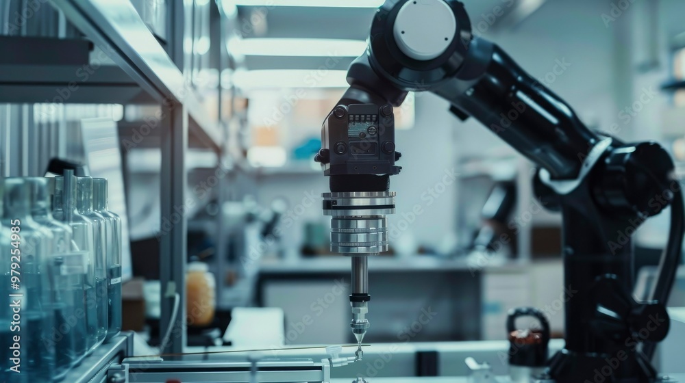 A close-up of a robotic arm performing precise movements in a lab. A close-up of a robotic arm performing precise movements in a lab.