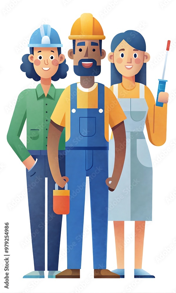 Diverse Group of Workers: Nurse, Artist, and Electrician in Action Diverse Group of Workers: Nurse, Artist, and Electrician in Action