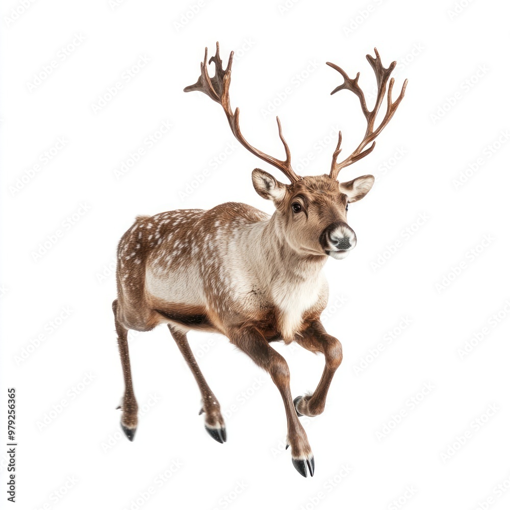 Reindeer jumping background wildlife antlers. Reindeer jumping background wildlife antlers.