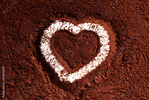 heart in coffee powder photo