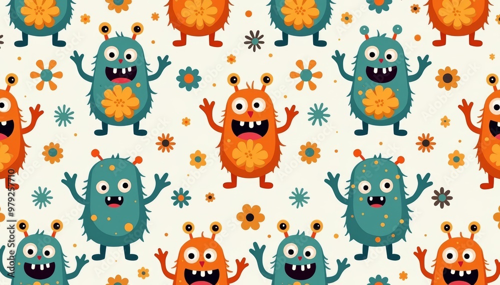 Obraz premium Joyful Monsters A playful and colorful pattern
