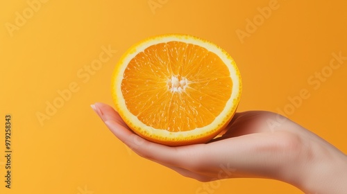 Hand Holding Fresh Orange Slice