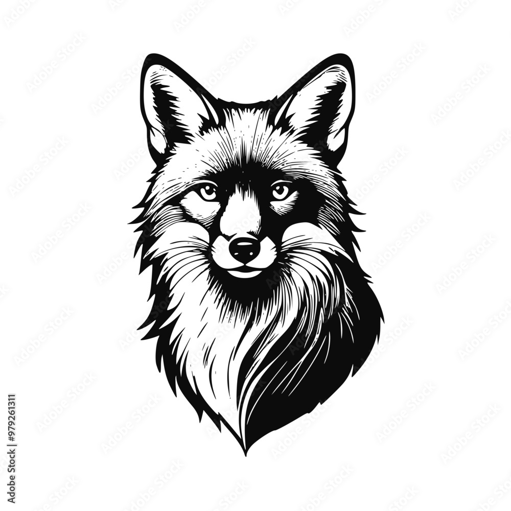 Fox head vector illustration | Silhouette of a fox head black Fox head vector illustration | Silhouette of a fox head black