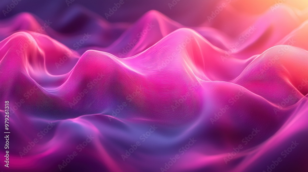 Obraz premium Colorful abstract waves of fabric-like texture illuminated by vibrant light at sunset