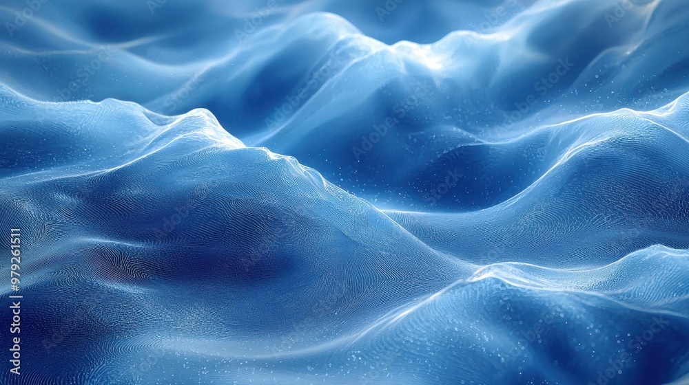 Obraz premium Gentle ocean waves glimmering under sunlight, creating a serene and tranquil atmosphere in the deep blue sea during daytime