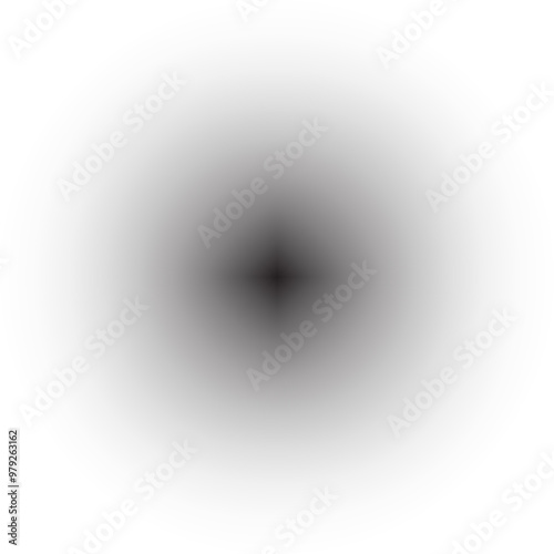 Blurred radial gradient. Black to white circular fade. Soft, abstract transition. Vector illustration.