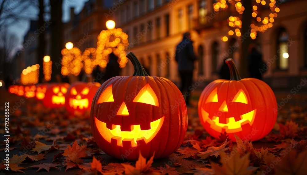 Autumns glow A festive Halloween scene Autumns glow A festive Halloween scene