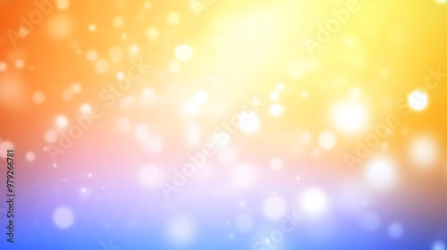 Abstract Blurred Background with Bokeh Lights in Yellow Orange and Blue Colors