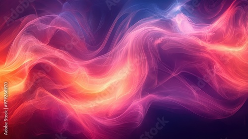 Colorful abstract waves blend together to create a mesmerizing visual effect in a dark background