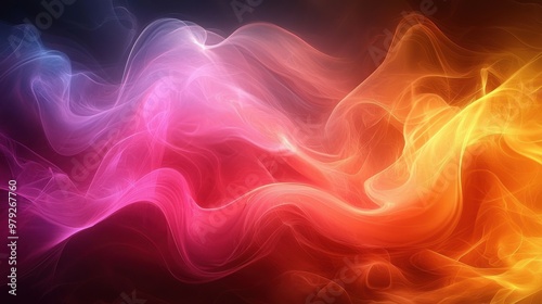 Abstract swirls of colorful smoke in vibrant shades of pink, purple, and orange against a dark background