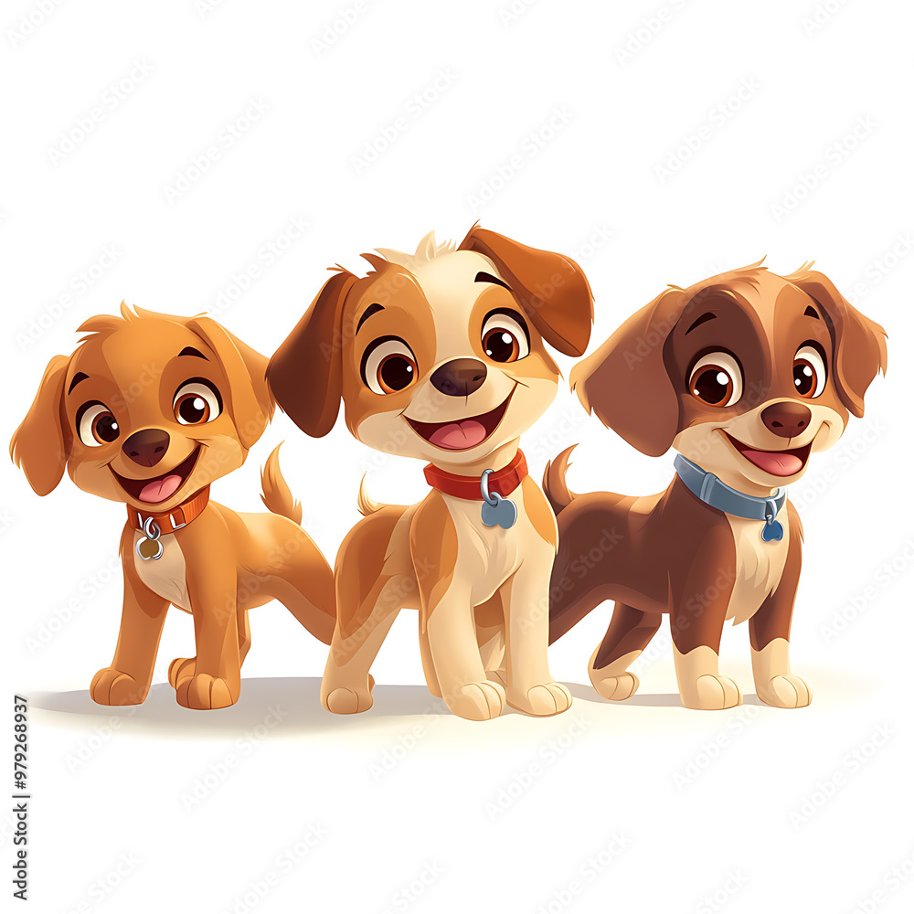 Vector illustration of Cute dogs isolated on white background. Cartoon style. Vector illustration of Cute dogs isolated on white background. Cartoon style.