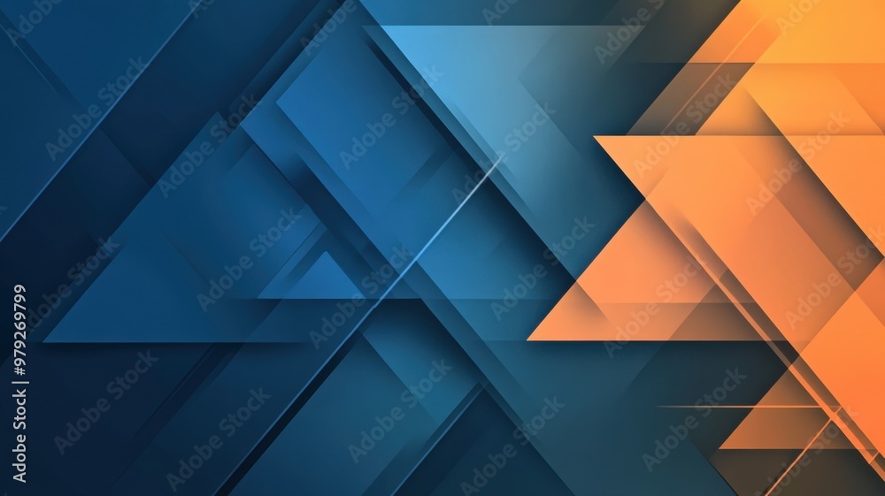 Obraz premium A blue and orange abstract background with triangles