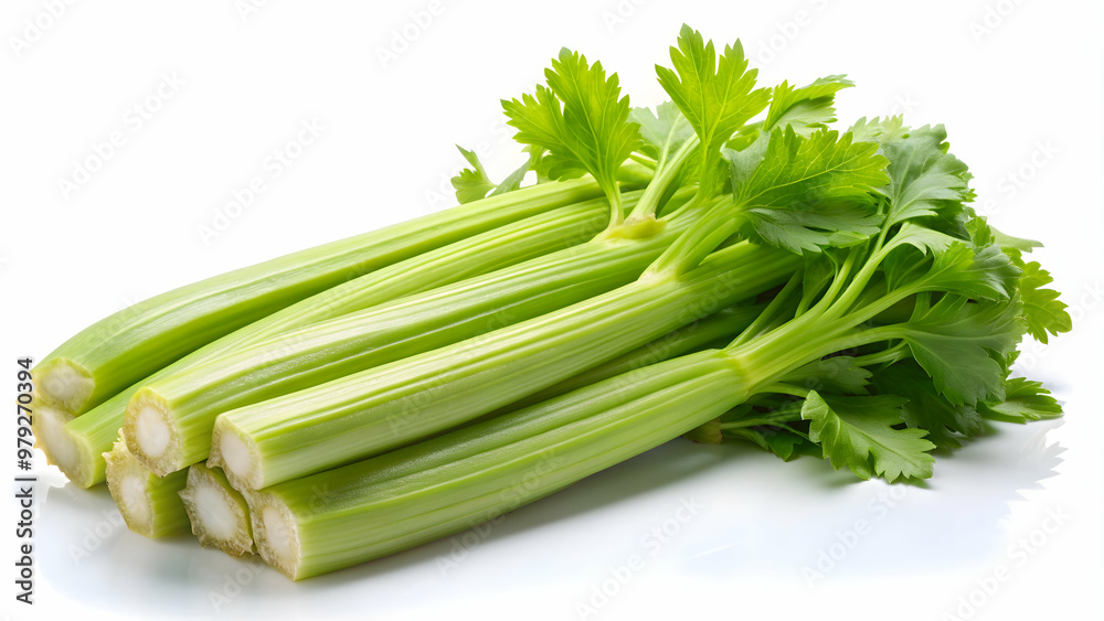 Fresh celery isolated on a white background, celery, fresh, vegetable, healthy, green, organic, nutritious, stalk, ingredient, raw Fresh celery isolated on a white background, celery, fresh, vegetable, healthy, green, organic, nutritious, stalk, ingredient, raw