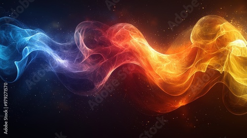 Colorful swirling fabric of light showcasing vibrant hues flowing elegantly in an abstract display against a dark background