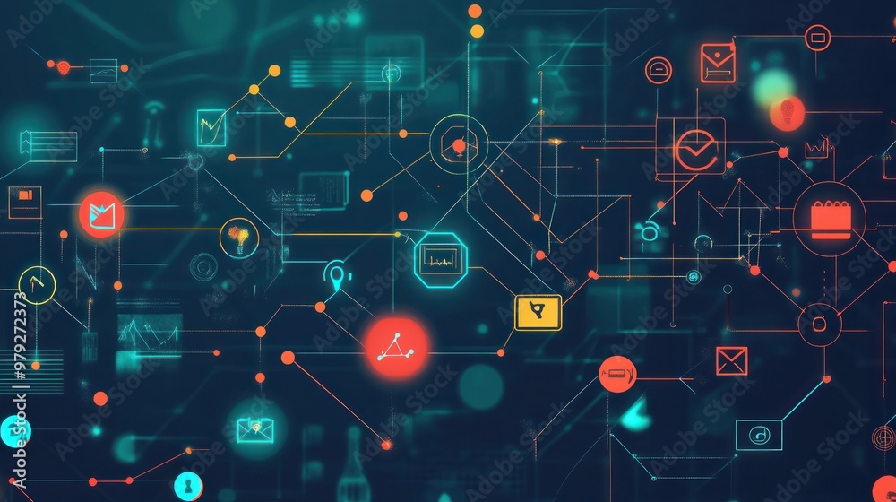 A digital illustration of project management concepts, with icons representing planning, execution, monitoring, and closing, interconnected by digital lines and nodes A digital illustration of project management concepts, with icons representing planning, execution, monitoring, and closing, interconnected by digital lines and nodes