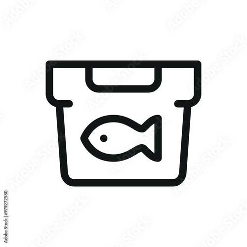 Fish crate isolated icon, plastic fish crates vector icon with editable stroke