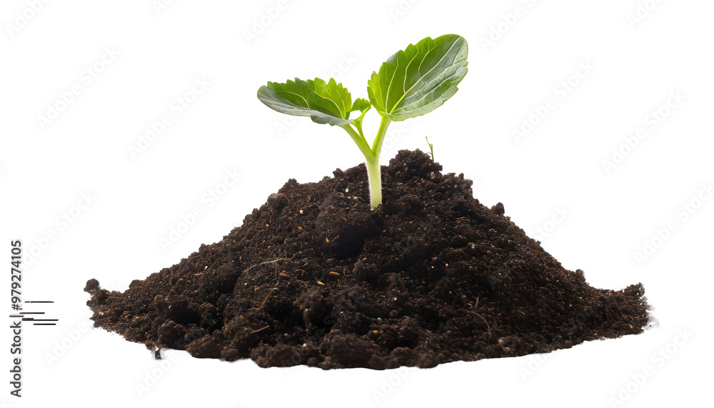 growing sprout from a heap with soil. Generative AI. growing sprout from a heap with soil. Generative AI.