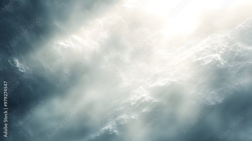 Fototapeta premium Dramatic Cloudy Sky with Sunrays Breaking Through