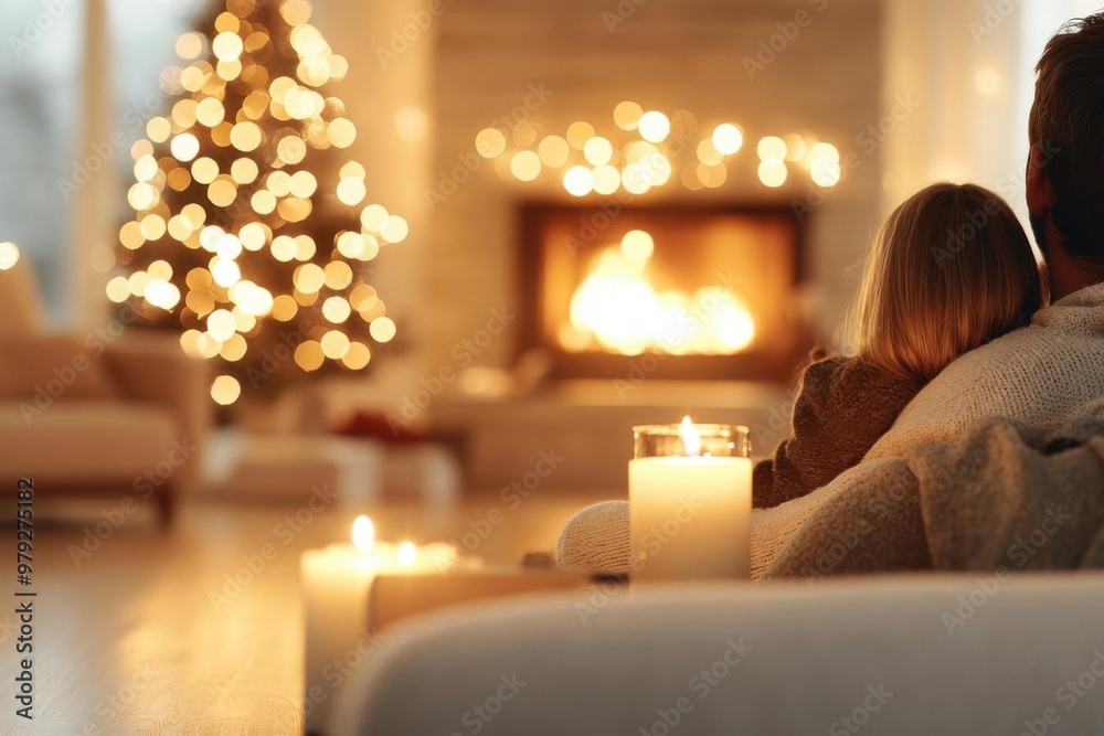 Cozy holiday moment by the fire, featuring a beautifully decorated Christmas tree and glowing candles, perfect for festive warmth. Cozy holiday moment by the fire, featuring a beautifully decorated Christmas tree and glowing candles, perfect for festive warmth.