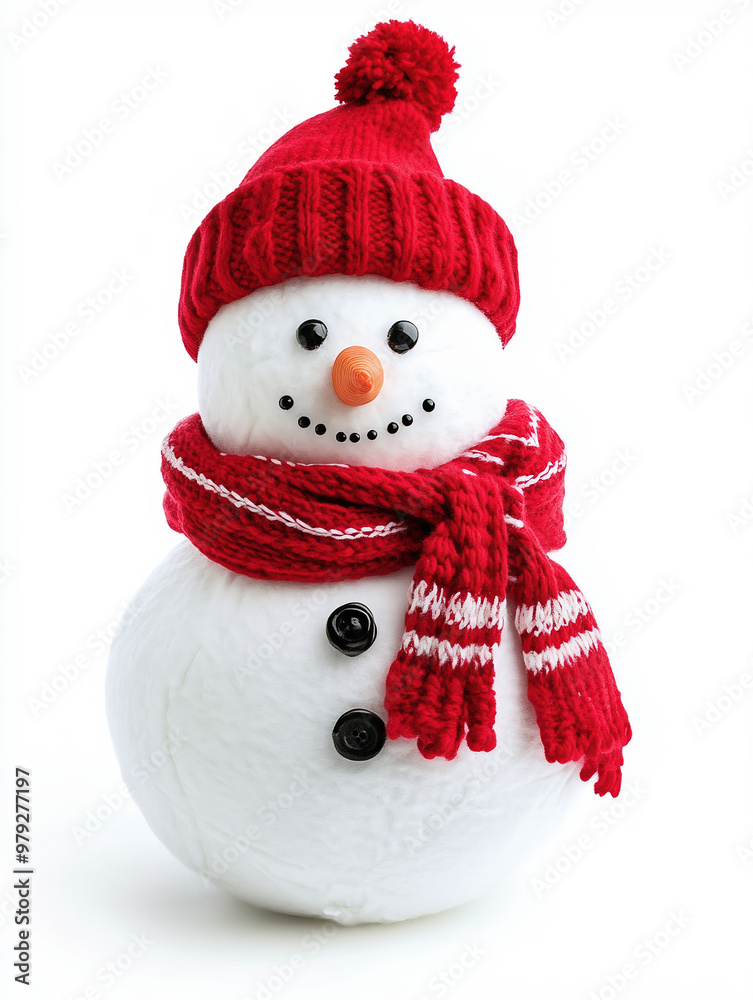 Snowman Wearing Red Hat, Scarf, Isolated On White Background, Minimal Design, Festive Winter Scene.
Snowman Wearing Red Hat, Scarf, Isolated On White Background, Minimal Design, Festive Winter Scene.