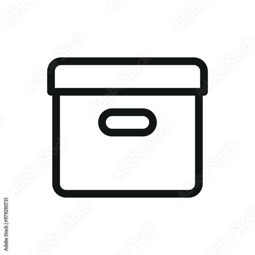 Storage box with lid isolated icon, plastic container with lid vector icon with editable stroke