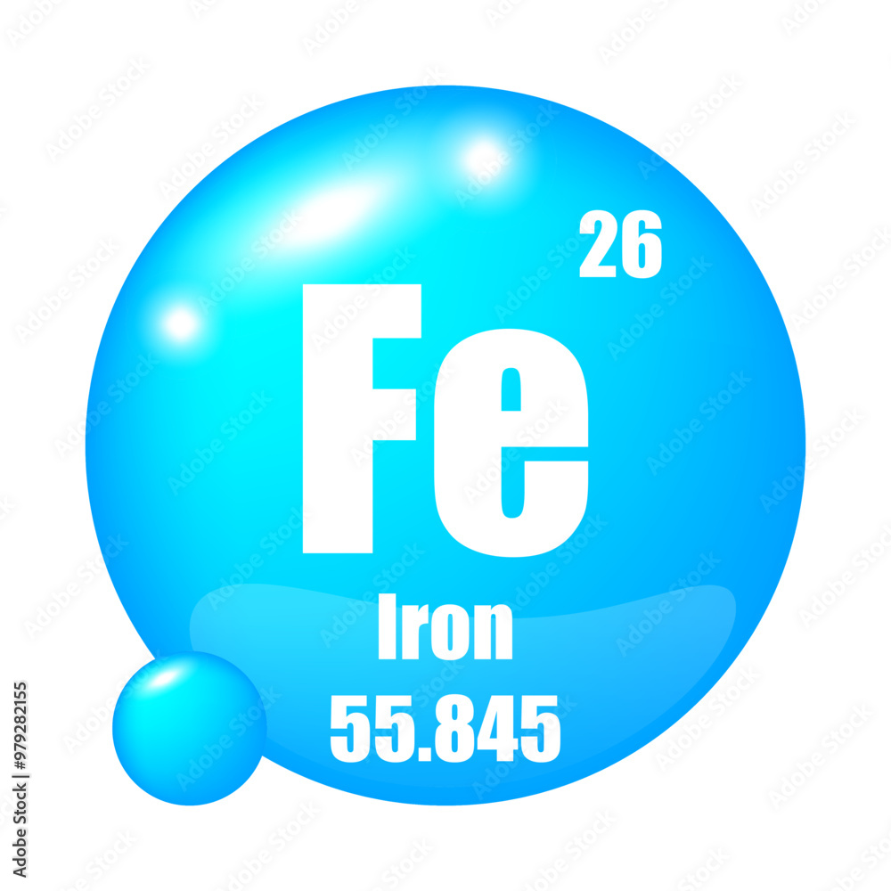 Iron element symbol. Fe abbreviation. Atomic number 26. Atomic mass 55.845. Iron element symbol. Fe abbreviation. Atomic number 26. Atomic mass 55.845.