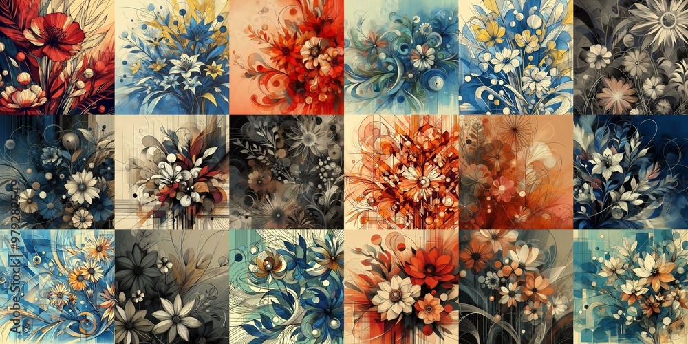 Minimalism art style flowers background. AI generated illustration Minimalism art style flowers background. AI generated illustration