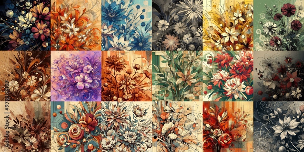 Minimalism art style flowers background. AI generated illustration Minimalism art style flowers background. AI generated illustration