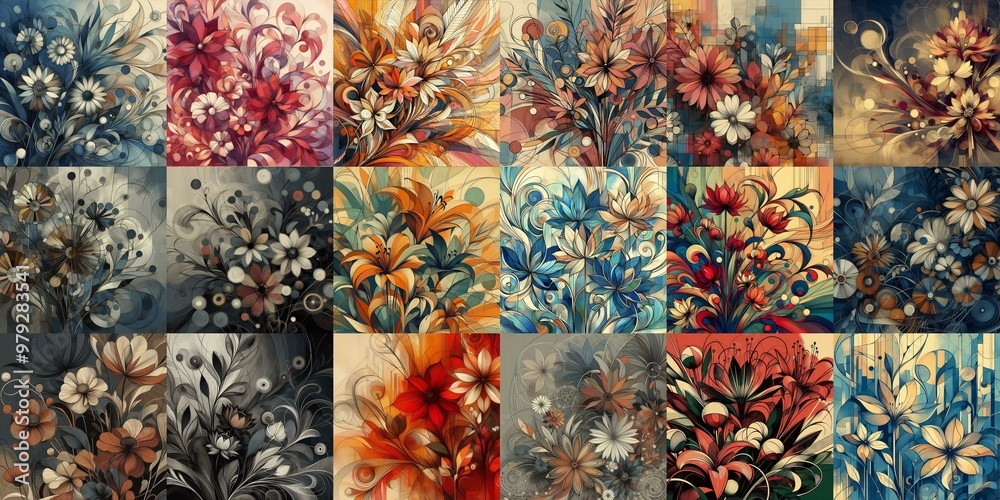 Minimalism art style flowers background. AI generated illustration Minimalism art style flowers background. AI generated illustration