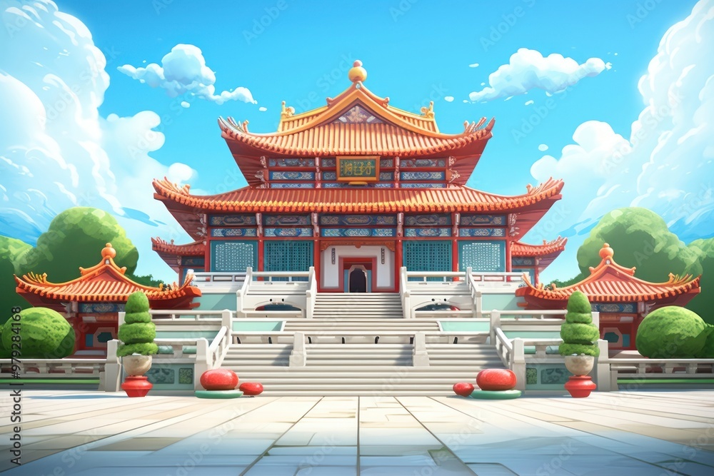 Obraz premium Temple architecture tradition building.