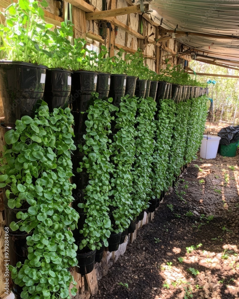 Hydroponic greenhouse, fully automated with vertical vegetable rows ...