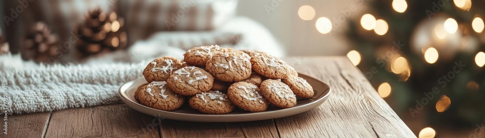Delicious cookies arranged on a plate, perfect for festive celebrations and holiday gatherings with a cozy background. Delicious cookies arranged on a plate, perfect for festive celebrations and holiday gatherings with a cozy background.
