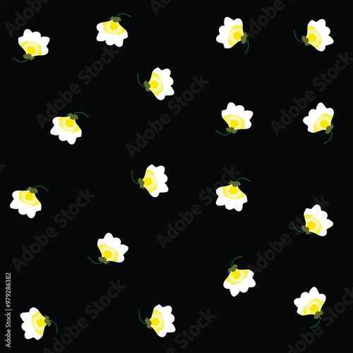 simple sweet  white pattern flowers, simple sweet natural flowers, vector Illustration.
