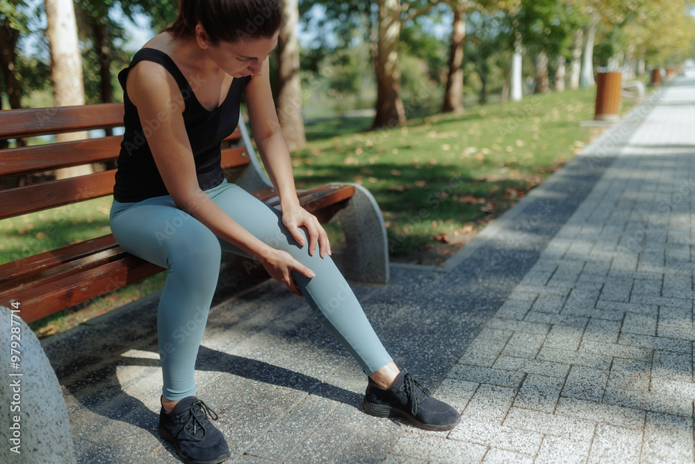 Young Brunette Woman Exercising and Training in the Park on a Beautiful, Sunny Day Young Brunette Woman Exercising and Training in the Park on a Beautiful, Sunny Day