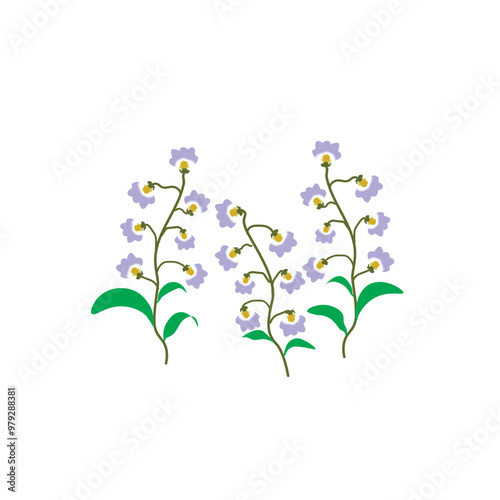 Light purple flowers are blooming with bright green leaves, giving a feeling of freshness, calmness and nature. suitable for use in graphic design, decoration, and fashion. vector illustration.