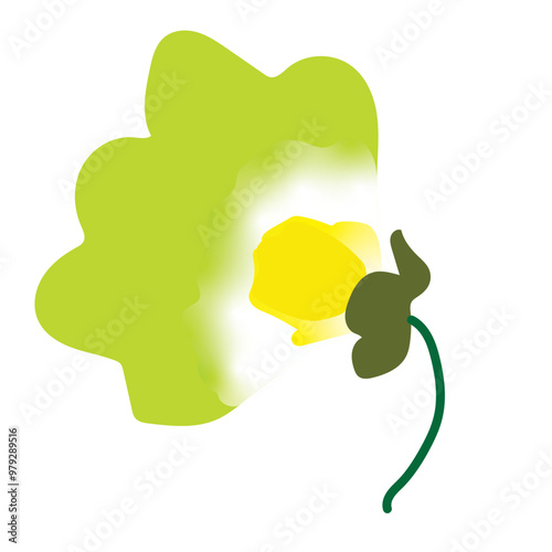 beautiful green flower, The petals are layered in many layers, looking graceful, and delicate, and the center of the flower is beautifully contrasted with a light yellow color. vector illustrating.