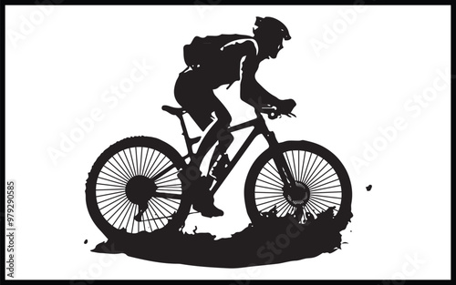 silhouette of a guy and girls who are kissing on a bicycle, vector illustration, isolated object
