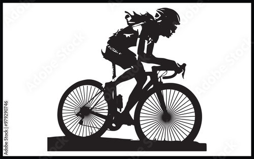 silhouette of a guy and girls who are kissing on a bicycle, vector illustration, isolated object