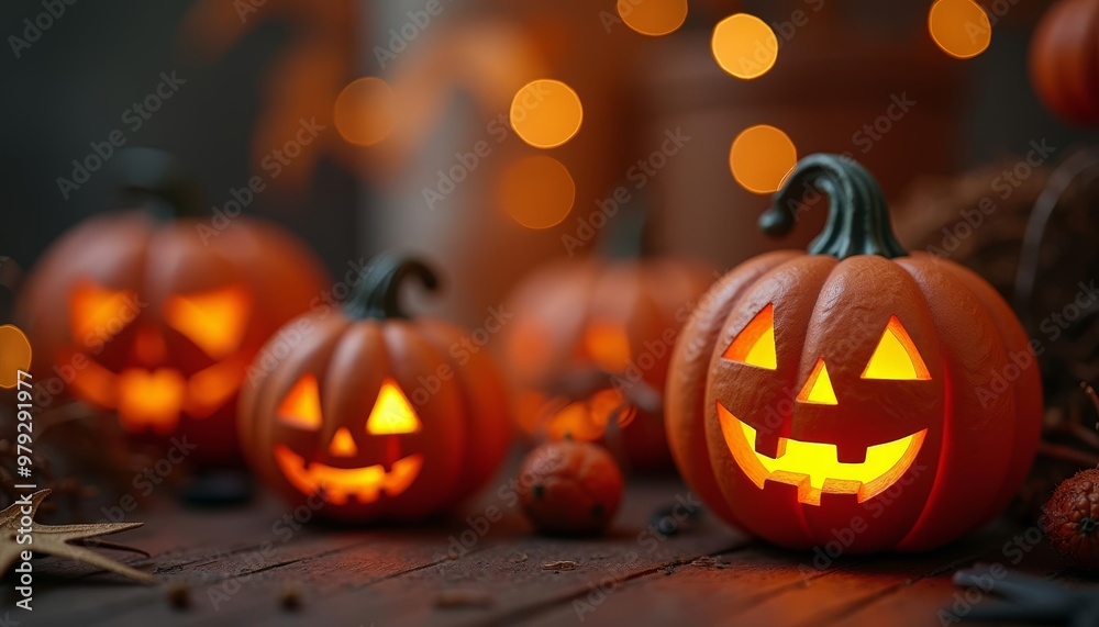 Fototapeta premium Spooky Halloween Pumpkin Decorations