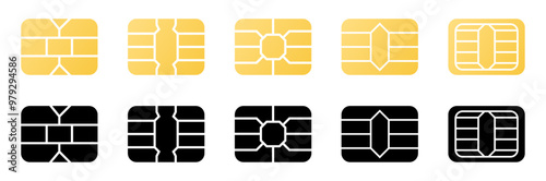 credit card chip icon gold yellow black pin