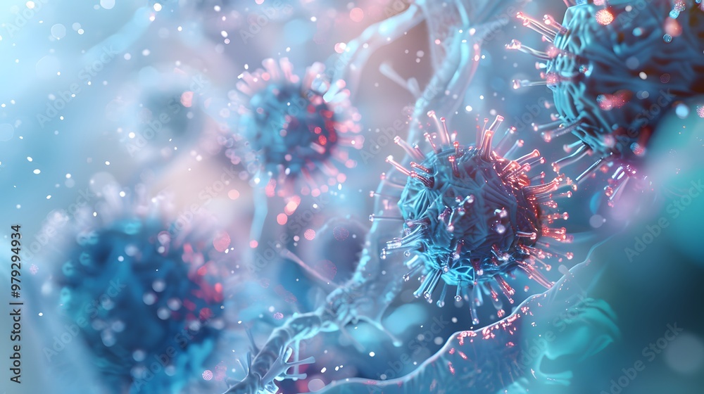 Virus and Vaccine Interaction - 3D Medical Illustration Virus and Vaccine Interaction - 3D Medical Illustration