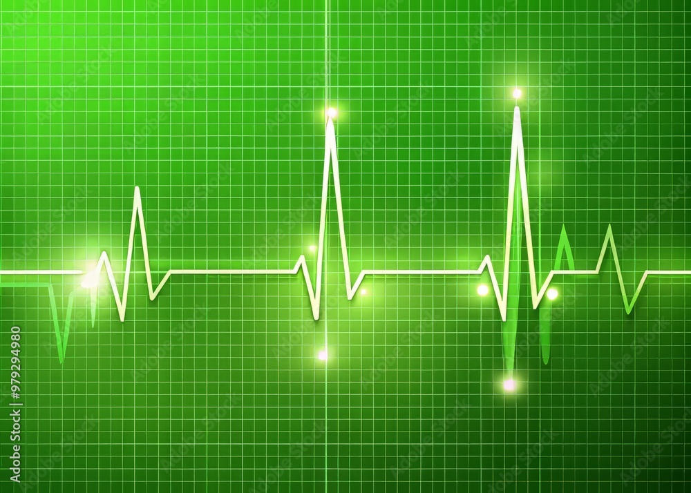 Digital artwork of an electrocardiogram tracing displaying a trigeminy ...